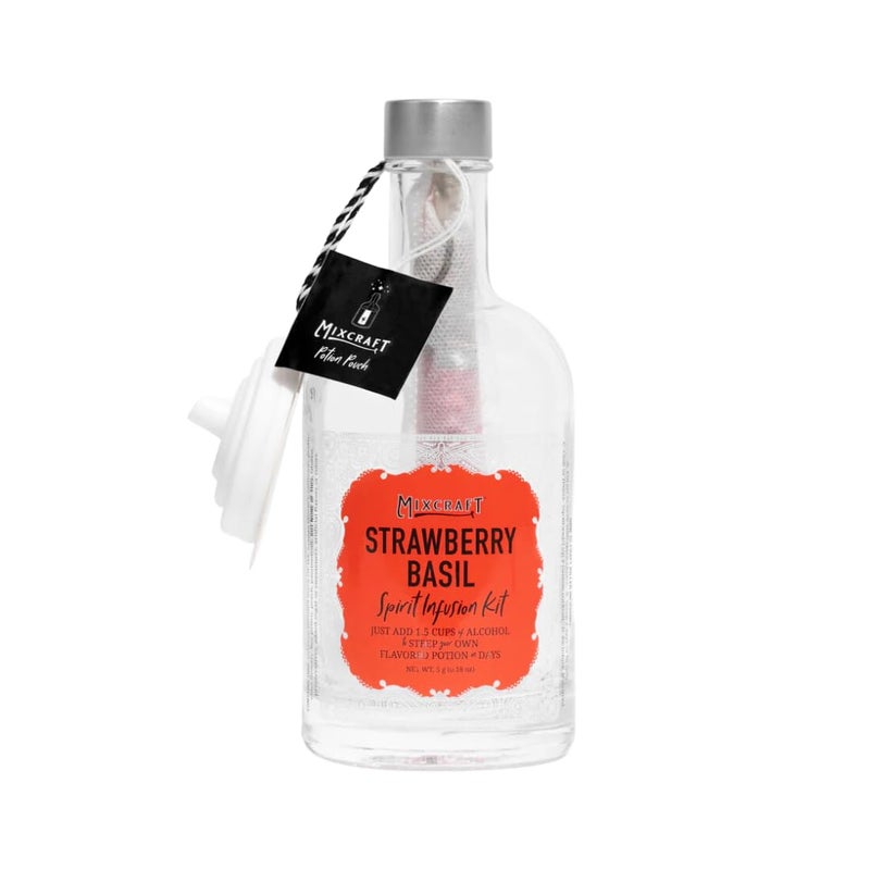 MixCraft Spirit Infusion Kit - Premium Craft Cocktail & Mocktail Mixer, Glass Bottle, Collapsible Funnel, Flavor Pouch & Recipe, Strawberry Basil - Image 1
